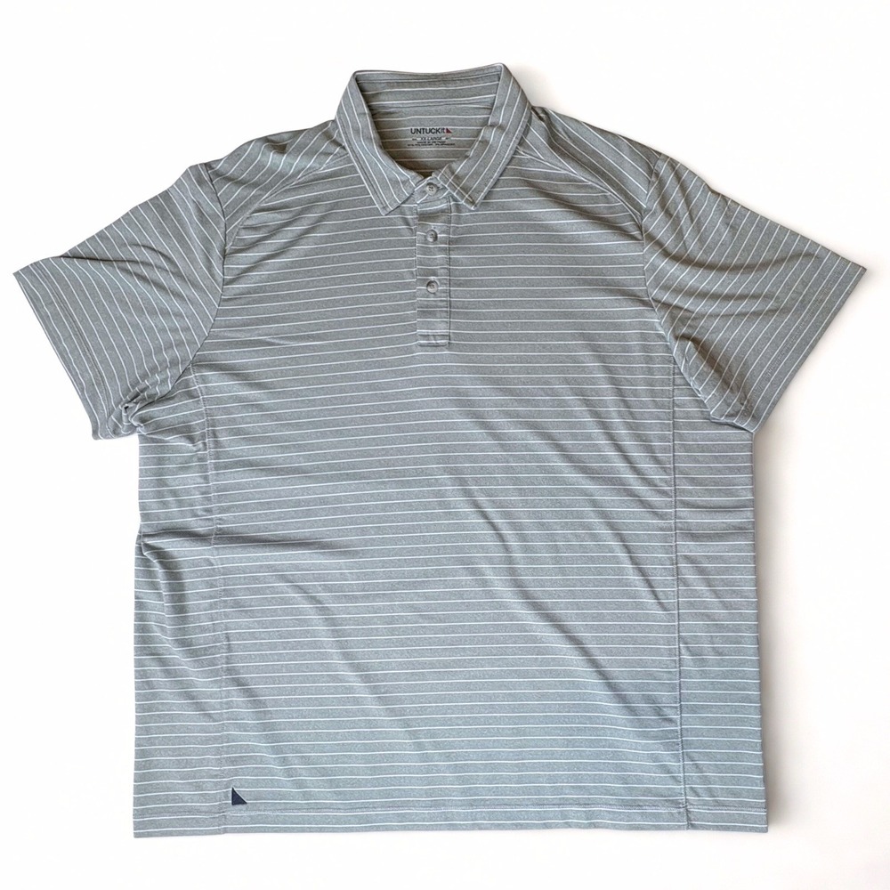 Untuckit Mens Activewear Polo Shirt Short Sleeve XXL Collar Stretch Button Green - Picture 2 of 7